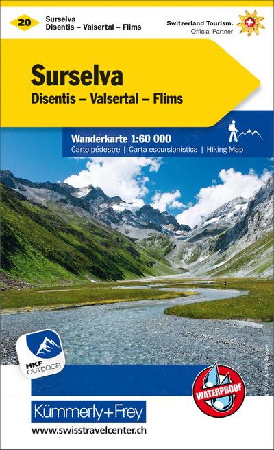 Surselva Nr. 20 Disentis - Walsertal - Flims, Wanderkarte 1:60 000