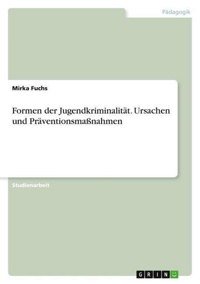 Formen der Jugendkriminalität. Ursachen und Präventionsmaßnahmen - Mirka Fuchs