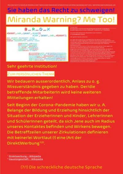 Miranda Warning? Me Too! Sie haben das Recht zu schweigen!