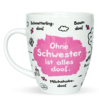 Sheepworld 45139 Kaffee-Tasse mit Motiv Ohne Schwester ist alles doof, Porzellan, Geschenk Schwester, 45 cl