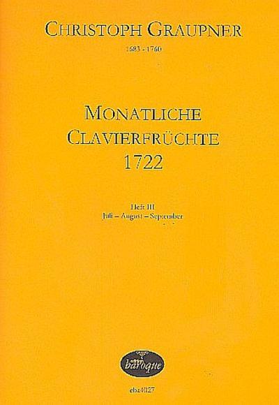 Monatliche Clavierfrüchte 1722 Band 3 (Juli - August - September)für Tasteninstrumente