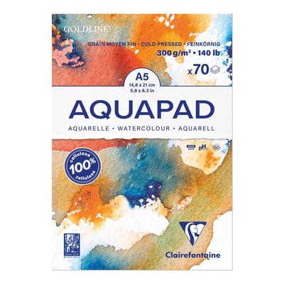 Aquarellblock Goldline Aquapad A5 geleimt, 70 Blatt weiß 300g, mittlere Körnung
