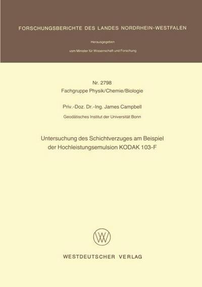 Untersuchung des Schichtverzuges am Beispiel der Hochleistungsemulsion KODAK 103-F