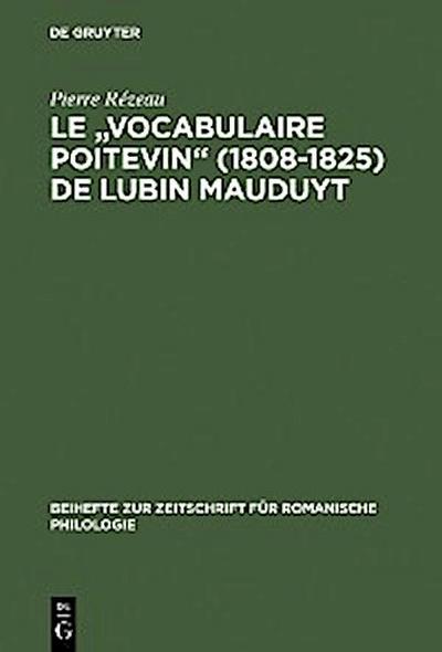 Le "Vocabulaire poitevin" (1808–1825) de Lubin Mauduyt
