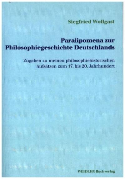 Paralipomena zur Philosophiegeschichte Deutschlands