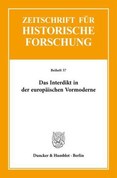 Das Interdikt in der europäischen Vormoderne.