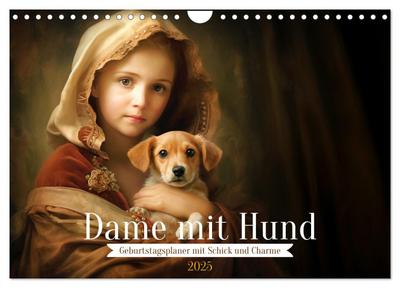 Dame mit Hund (Wandkalender 2025 DIN A4 quer), CALVENDO Monatskalender