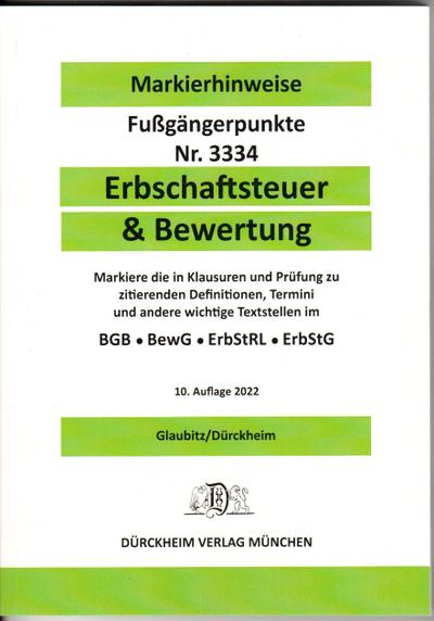 ERBSCHAFTSTEUER & BEWERTUNG Dürckheim-Markierhinweise/Fußgängerpunkte Nr. 3334