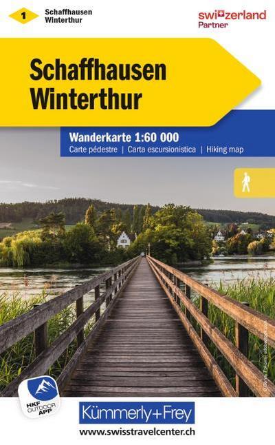 Kümmerly+Frey Wanderkarte 1 Schaffhausen, Winterthur 1:60.000
