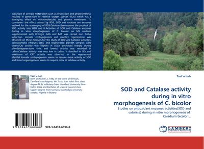 SOD and Catalase activity during in vitro morphogenesis of C. bicolor