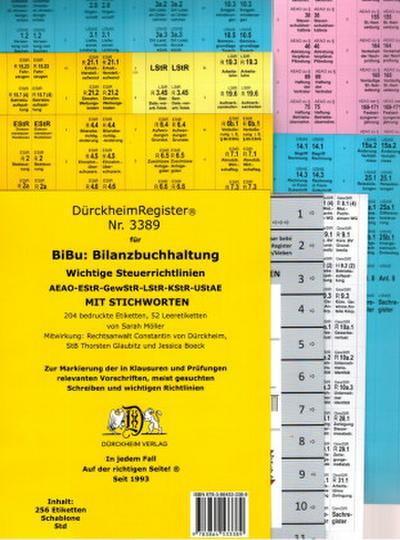 DürckheimRegister® BiBu-BILANZBUCHHALTUNG für SteuerRichtlinien mit Stichworten