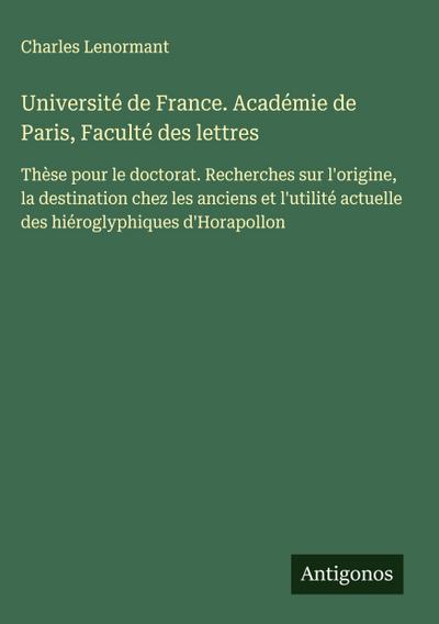 Université de France. Académie de Paris, Faculté des lettres
