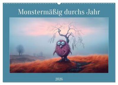 Monstermäßig durchs Jahr (Wandkalender 2026 DIN A2 quer), CALVENDO Monatskalender