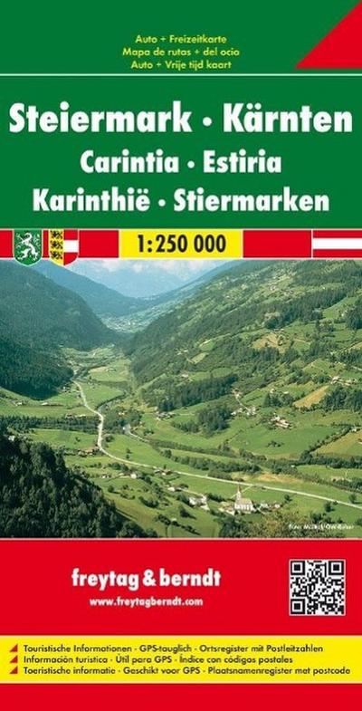 Freytag & Berndt Autokarte Steiermark, Kärnten; Carintia, Estiria. Karinthie; Stiermarken; Styria, Carinthia. Styrie, Carinthie; Stiria, Carinzia