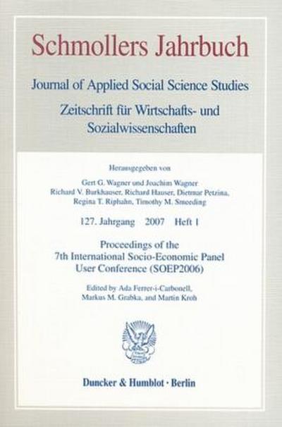 Proceedings of the 7th International Socio-Economic Panel User Conference (SOEP2006).
