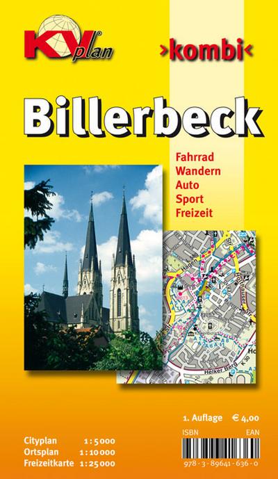 Billerbeck: 1:10.000 Stadtplan mit Freizeitkarte 1:25.000 inkl. Wanderwegen und Radrouten, Citykarte 1:5.000 (KVplan Münsterland-Region)