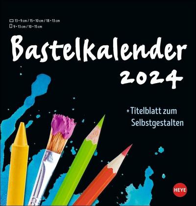Bastelkalender 2024 schwarz mittel. Blanko-Kalender zum Basteln mit extra Titelblatt für eine persönliche Gestaltung. Foto- und Bastelkalender 2024. Format 21 x 22 cm.