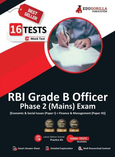 RBI Grade B Officer’s Phase 2 (Mains) Exam 2023 (English Edition) - 16 Mock Tests (Paper I and III) (1000 Solved Objective Questions) with Free Access to Online Tests