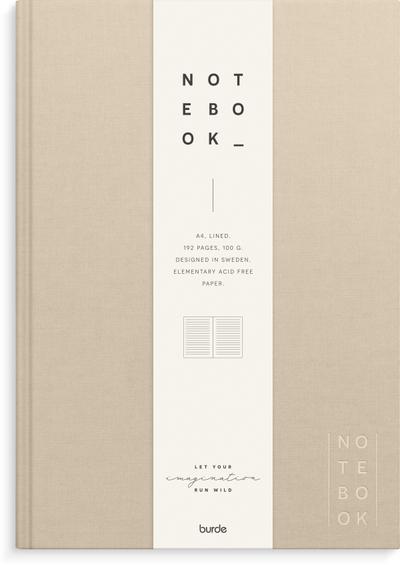 Burde Notizbuch Textil beige liniert A4