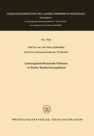 Leistungsbeeinflussende Faktoren im Radar-Beobachtungsdienst