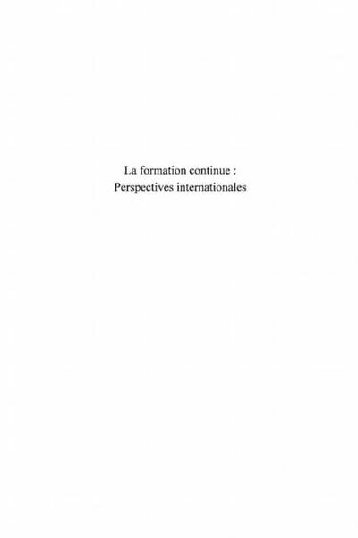Formation continue: perspectives interna