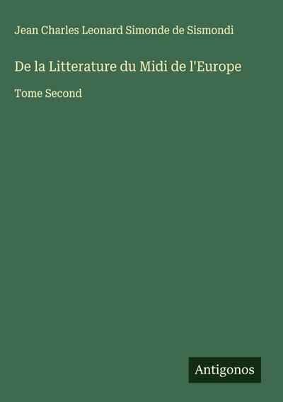 De la Litterature du Midi de l’Europe