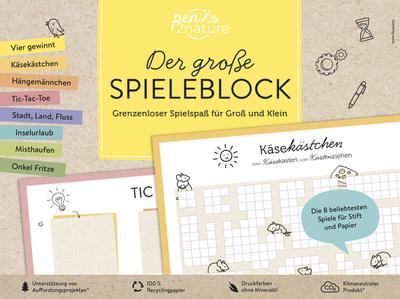Der große Spieleblock. Umweltfreundlicher Spielspaß für Groß und Klein