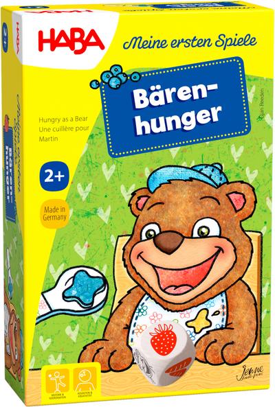 HABA 300171 - Meine ersten Spiele  Bärenhunger | Lustige Spielesammlung für 1-3 Spieler ab 2 Jahren | Mit süßem Bären-Aufsteller zum Füttern