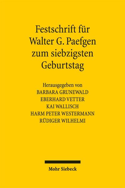 Festschrift für Walter G. Paefgen zum siebzigsten Geburtstag