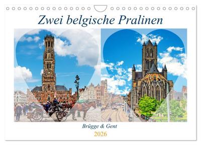 Zwei belgische Pralinen Brügge und Gent (Wandkalender 2026 DIN A4 quer), CALVENDO Monatskalender