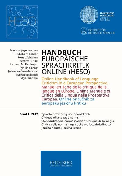 Handbuch Europäische Sprachkritik Online (HESO) / Sprachnormierung und Sprachkritik