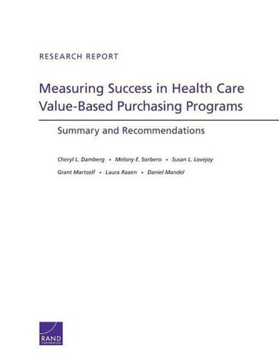 Measuring Success in Health Care Value-Based Purchasing Programs: Summary and Recommendations