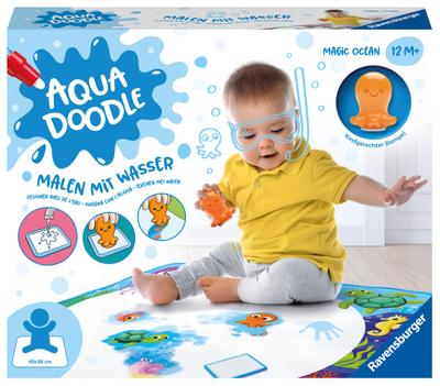 Ravensburger 4568 Aquadoodle Magic Ocean - Fleckenfreies Stempeln und Entdecken mit Wasser - Stempelset mit magischer Stoffmatte für Babys ab 1 Jahr