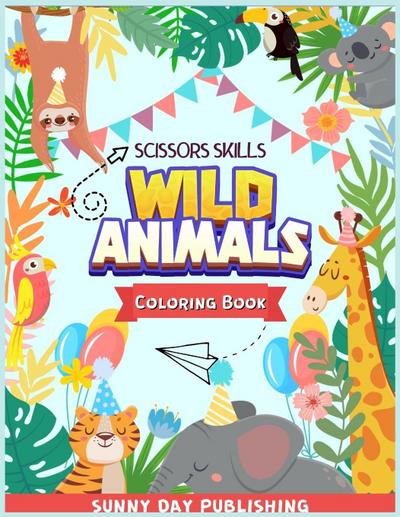 Wild Animals Scissors skills coloring book for kids 4-8