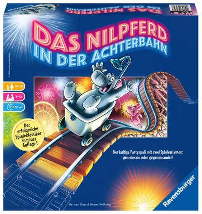 Ravensburger 26772 - Nilpferd in der Achterbahn - Gesellschaftsspiel für die ganze Familie, Spiel für Erwachsene und Kinder ab 10-99 Jahren, für 3-12 Spieler - Partyspiel
