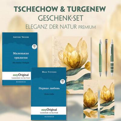 Tschechow & Turgenew Geschenkset - 2 Bücher (Hardcover mit Audio-Online) + Eleganz der Natur Schreibset Premium, m. 2 Beilage, m. 2 Buch