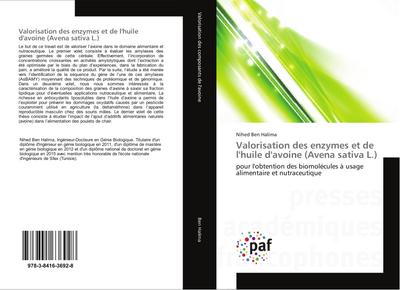 Valorisation des enzymes et de l’huile d’avoine (Avena sativa L.)