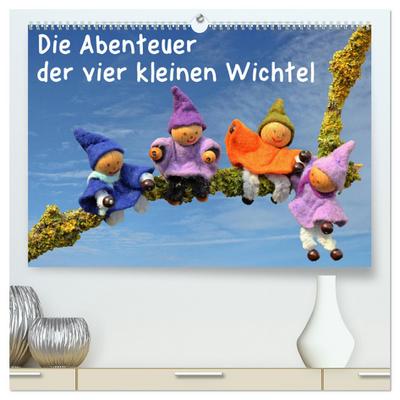 Die Abenteuer der vier kleinen Wichtel (hochwertiger Premium Wandkalender 2024 DIN A2 quer), Kunstdruck in Hochglanz