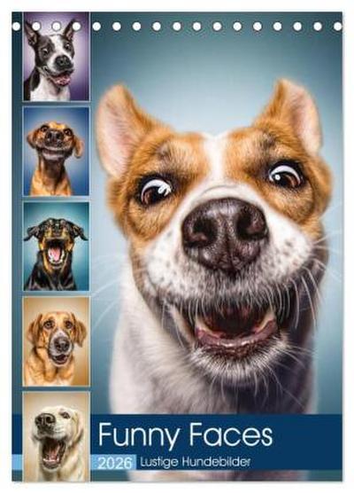 Funny Faces - Lustige Hundebilder (Tischkalender 2026 DIN A5 hoch), CALVENDO Monatskalender