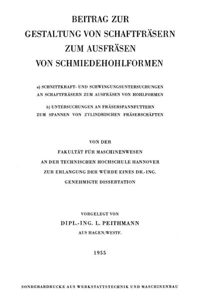 Beitrag zur Gestaltung von Schaftfräsern zum Ausfräsen von Schmiedehohlformen