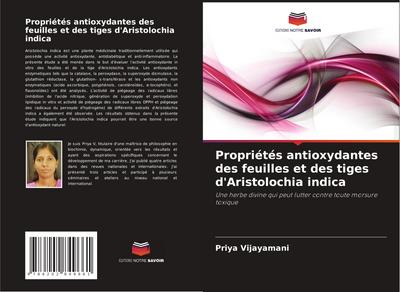Propriétés antioxydantes des feuilles et des tiges d’Aristolochia indica