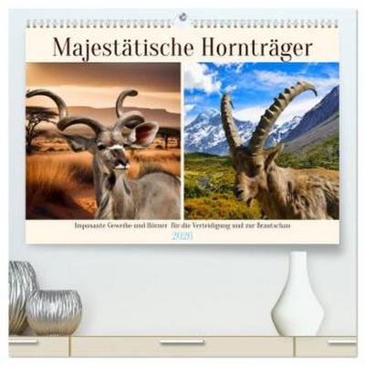 Majestätische Hornträger (hochwertiger Premium Wandkalender 2026 DIN A2 quer), Kunstdruck in Hochglanz