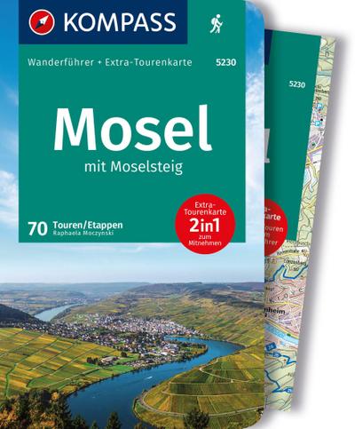KOMPASS Wanderführer Mosel mit Moselsteig, 46 Touren und 24 Etappen mit Extra-Tourenkarte