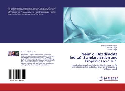 Neem oil(Azadirachta indica): Standardization and Properties as a Fuel