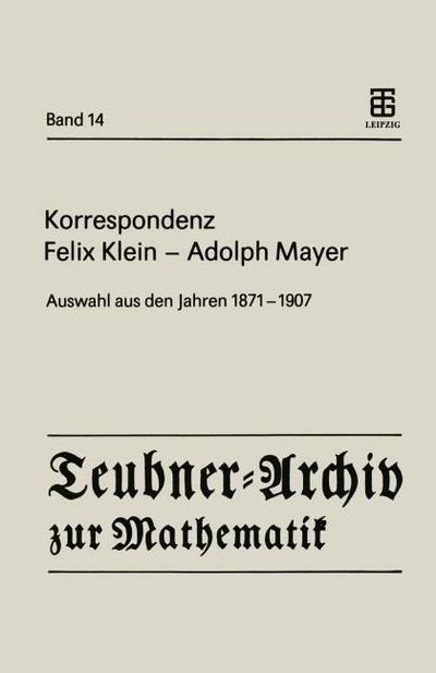 Korrespondenz Felix Klein Adolph Mayer