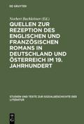 Quellen zur Rezeption des englischen und französischen Romans in Deutschland und Österreich im 19.Jahrhundert