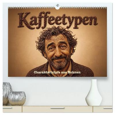 Kaffeetypen - Charakterköpfe aus Bohnen (hochwertiger Premium Wandkalender 2027 DIN A2 quer), Kunstdruck in Hochglanz