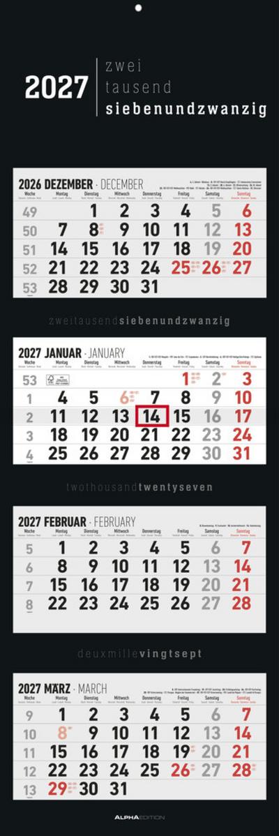 4-Monatskalender Black 2027
