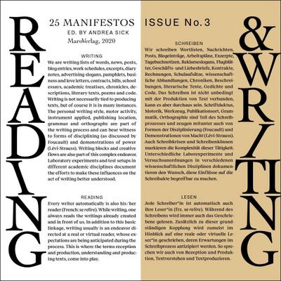 Reading & Writing. 25 Manifestos.Issue No. 3
