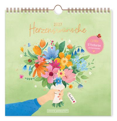 Wandkalender quadratisch 2027 Herzenswünsche 